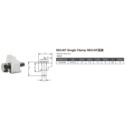 ISO-KF Single Clamp, Size: M6, Material: Aluminum